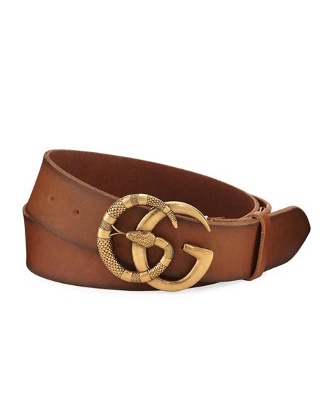 Gucci Men's Cuoio Toscano Snake GG Belt 